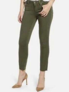 Paige Size 27 Pine Green Verdugo Skinny Bodycon Stretch Jeans Raw Hem